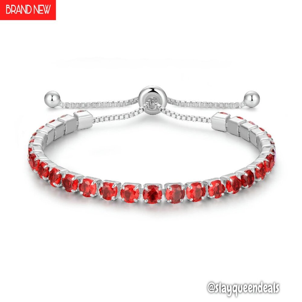 Sterling Silver 4mm Tennis Bracelet Adjustable 9" Birthstone Gift